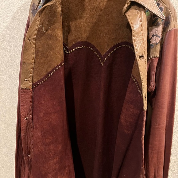 Vintage 70s Custom Leather Long Sleeve Button Up - Picture 3 of 10